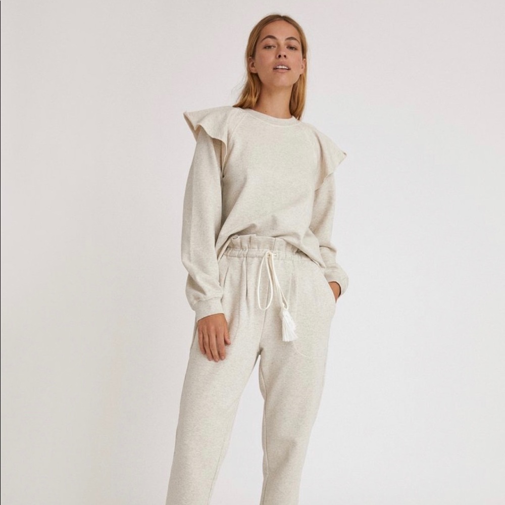 Meghan Ruffle Shoulder Sweatshirt
Heather Gray